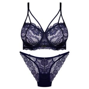 ست شورت و سوتین زنانه ماییلدا مدل فنردار گیپوری کد 4691-8585 رنگ سرمه ای