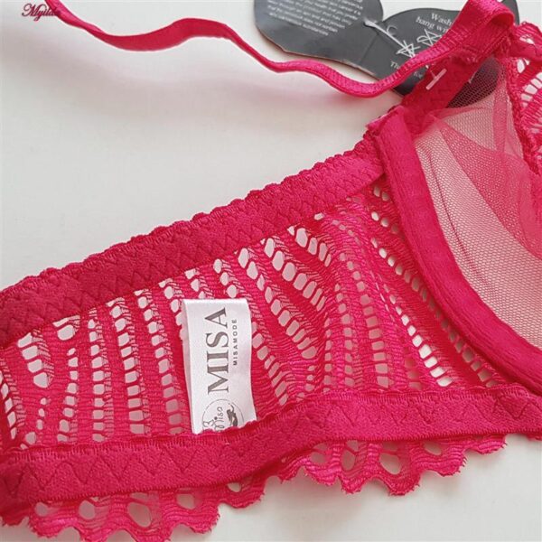 ست شورت و سوتین زنانه میسا مدل فنردار گیپوری کد 4735-6115 رنگ سرخابی