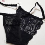 ست شورت و سوتین زنانه کارنا رز مدل گیپوری هارنس فنردار کد 4673-3150 رنگ مشکی