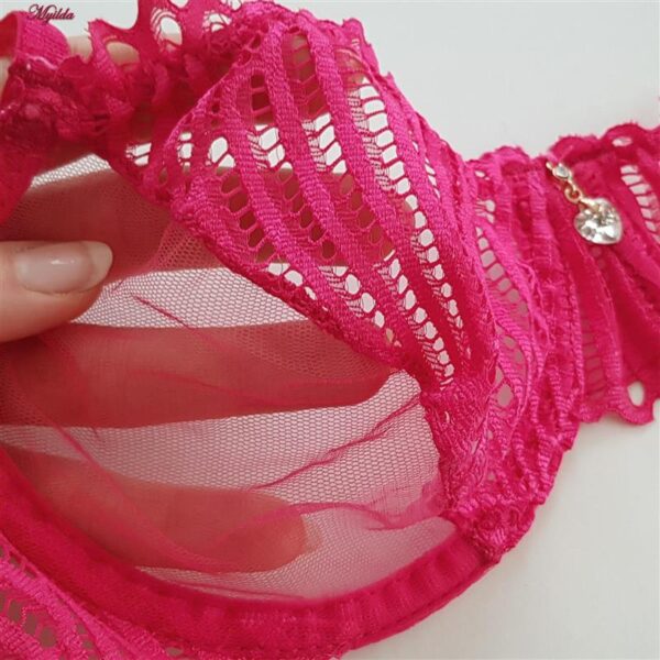 ست شورت و سوتین زنانه میسا مدل فنردار گیپوری کد 4735-6115 رنگ سرخابی