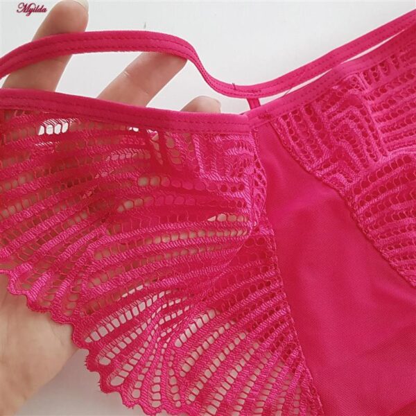 ست شورت و سوتین زنانه میسا مدل فنردار گیپوری کد 4735-6115 رنگ سرخابی