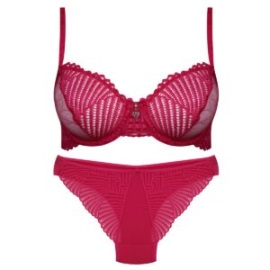 ست شورت و سوتین زنانه میسا مدل فنردار گیپوری کد 4735-6115 رنگ سرخابی