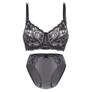 ست شورت و سوتین زنانه لین مدل فنردار کد 4682-615 رنگ طوسی