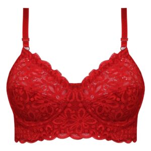 سوتین زنانه کارنا رز مدل فنردار کش پهن کد 4678-332 رنگ قرمز