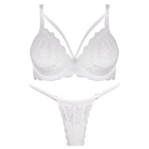ست شورت و سوتین زنانه کارنا رز مدل گیپوری هارنس فنردار کد 4673-3150 رنگ سفید