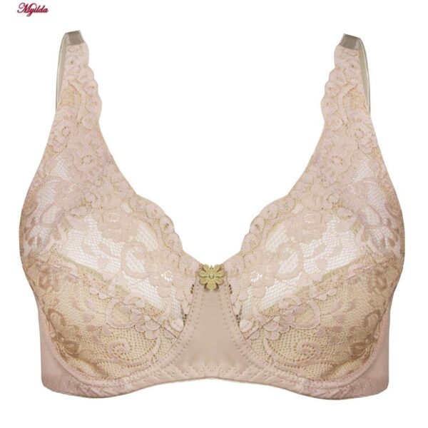 سوتین زنانه پانیذ مدل فنردار گیپوری کد 66364-new رنگ کرم