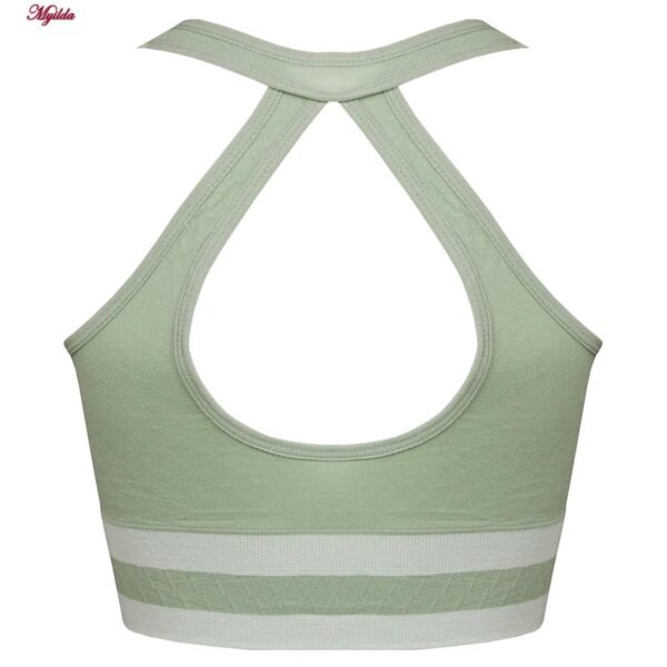 نیم تنه ورزشی زنانه ماییلدا مدل بدون فنر پددار پشت قهرمانی کد 4753 رنگ سبز روشن