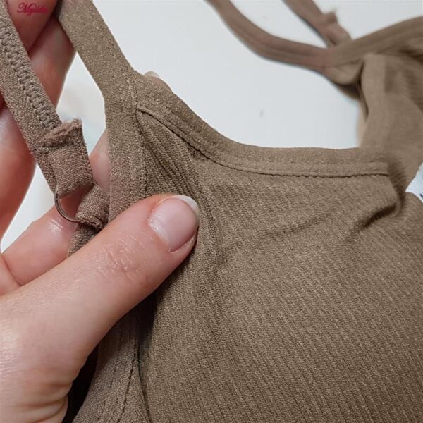 ست نیم تنه و شلوارک ورزشی زنانه ماییلدا مدل پددار بدون فنر کد 4580 رنگ قهوه ای