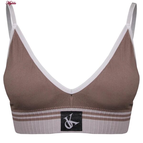 ست نیم تنه و شورت ورزشی زنانه ماییلدا مدل بدون فنر پددار کد 4751 رنگ نسکافه ای