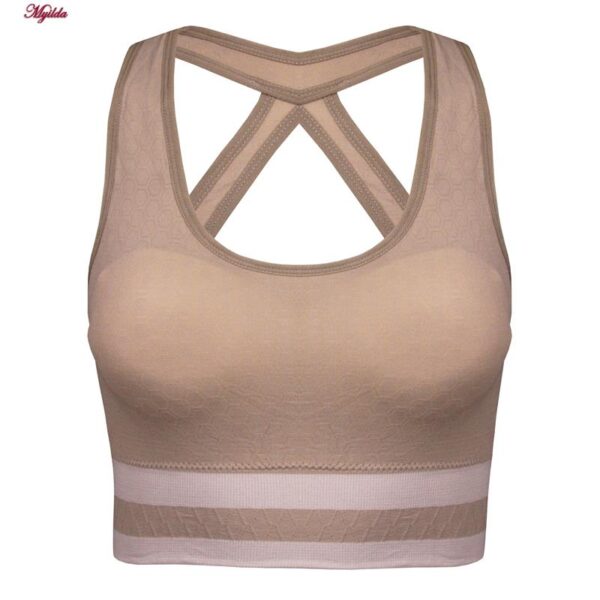 نیم تنه ورزشی زنانه ماییلدا مدل بدون فنر پددار پشت قهرمانی کد 4753 رنگ نسکافه ای