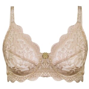 سوتین زنانه پانیذ مدل فنردار گیپوری کد 66337-new رنگ کرم