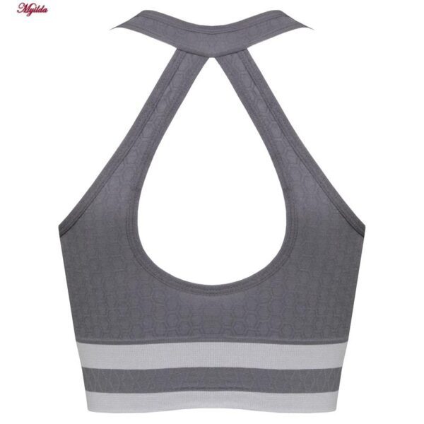 نیم تنه ورزشی زنانه ماییلدا مدل بدون فنر پددار پشت قهرمانی کد 4753 رنگ خاکستری تیره