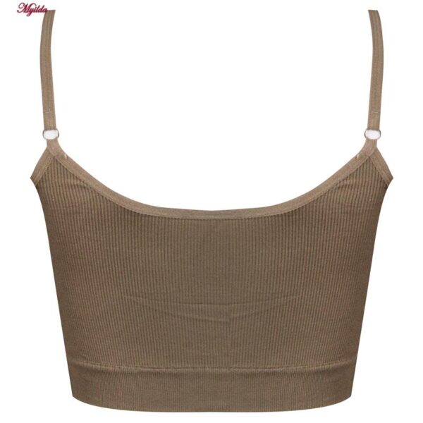 ست نیم تنه و شلوارک ورزشی زنانه ماییلدا مدل پددار بدون فنر کد 4580 رنگ قهوه ای