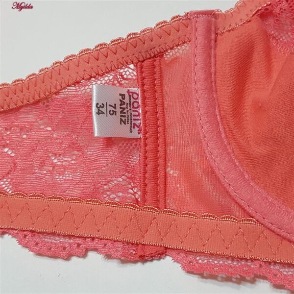 سوتین زنانه پانیذ مدل فنردار گیپوری کد 66336-new رنگ گلبهی