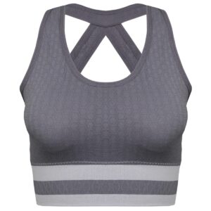 نیم تنه ورزشی زنانه ماییلدا مدل بدون فنر پددار پشت قهرمانی کد 4753 رنگ خاکستری تیره