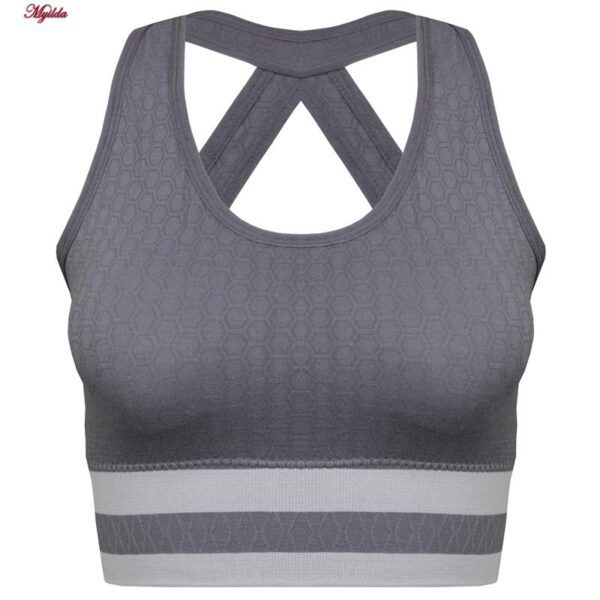نیم تنه ورزشی زنانه ماییلدا مدل بدون فنر پددار پشت قهرمانی کد 4753 رنگ خاکستری تیره