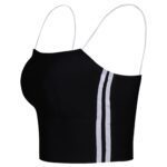 نیم تنه ورزشی زنانه ماییلدا مدل بدون فنر پددار بغل خط دار کد 4748 رنگ مشکی