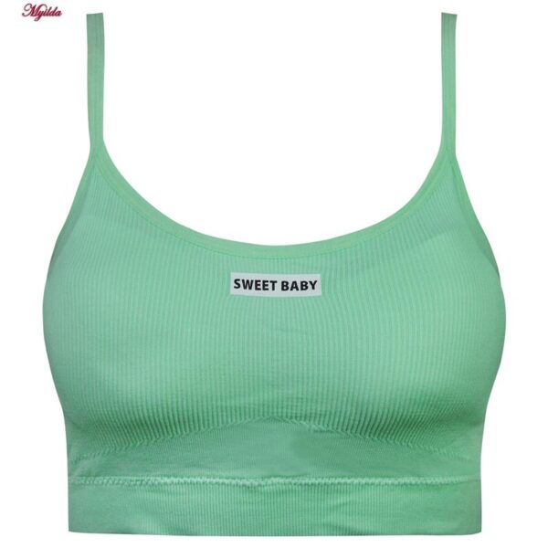 ست نیم تنه و شلوارک ورزشی زنانه ماییلدا مدل پددار بدون فنر کد 4580 رنگ سبز روشن