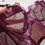 ست شورت و سوتین زنانه برتا مدل فنردار گیپوری کد 4455-1041 رنگ بادمجانی