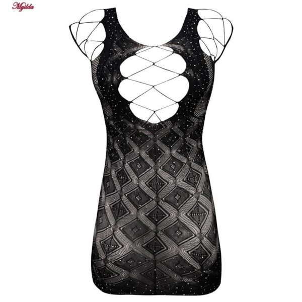 لباس خواب زنانه ماییلدا مدل نگین دار  کد 4860-7032 رنگ مشکی