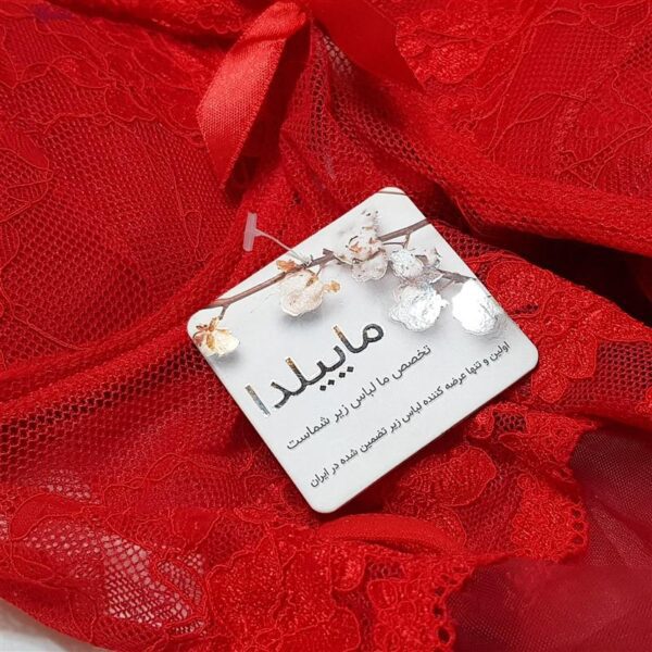 لباس خواب زنانه ماییلدا مدل گیپور گلدار کد 3685-820 رنگ قرمز