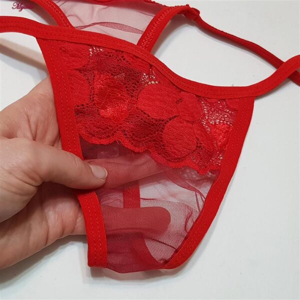 لباس خواب زنانه ماییلدا مدل گیپور گلدار کد 3685-820 رنگ قرمز