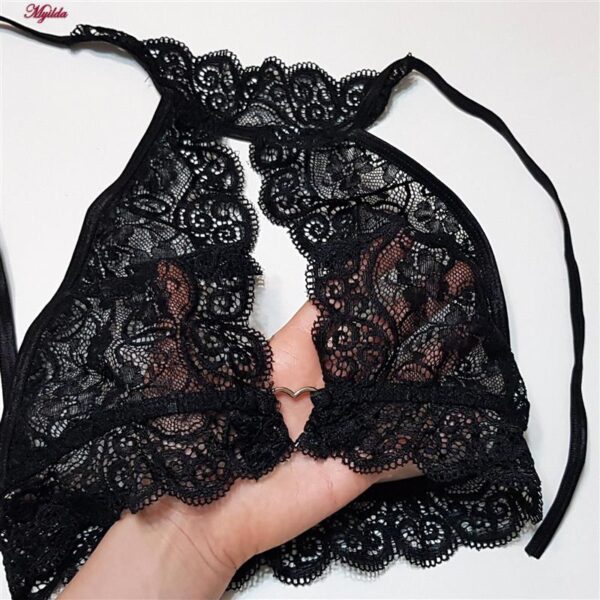 ست شورت و نیم تنه زنانه فیتن فرخ زادی مدل گیپوری قلبی 4764-456 رنگ مشکی