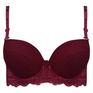 سوتین زنانه پانیذ مدل فنردار پوش آپ کد 4851 رنگ زرشکی