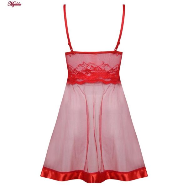 لباس خواب زنانه ماییلدا مدل گیپور گلدار کد 3685-820 رنگ قرمز