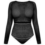 بادی آستین بلند زنانه ماییلدا مدل نگین دار فانتزی کد 4860-7195 رنگ مشکی