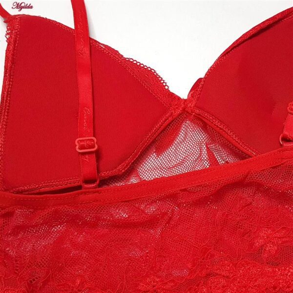 لباس خواب زنانه ماییلدا مدل گیپور گلدار کد 3685-820 رنگ قرمز