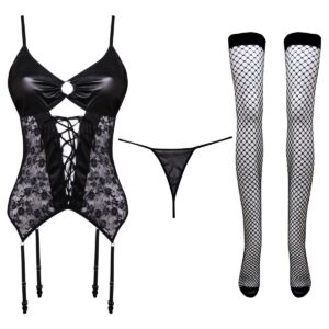 لباس خواب زنانه ماییلدا مدل 4761-428 رنگ مشکی به همراه شورت و جوراب