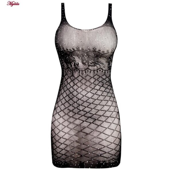 لباس خواب زنانه ماییلدا مدل نگین دار فانتزی کد 4860-7064 رنگ مشکی
