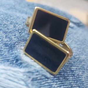 انگشتر 2 عددی طلایی-نگین مشکی کد R439