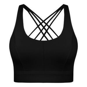 نیم تنه ورزشی زنانه ماییلدا مدل اسپورت پد ثابت پشت ضربدری کد 4848 رنگ مشکی