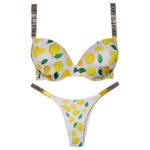 ست شورت و سوتین زنانه ماییلدا مدل فنردار پوش آپ فروتی لیمو ترش کد 4845-4