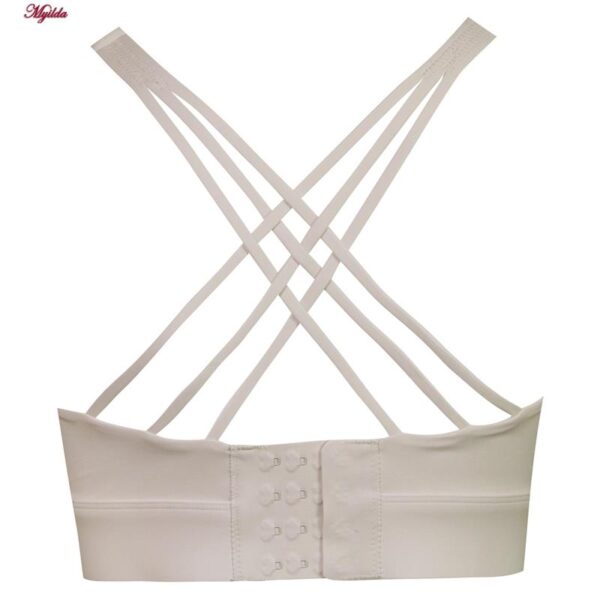 نیم تنه ورزشی زنانه ماییلدا مدل اسپورت پد ثابت پشت ضربدری کد 4848 رنگ شیری