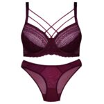 ست شورت و سوتین زنانه کارنا رز مدل فنردار هارنس ضربدری کد 4873-2034 رنگ زرشکی