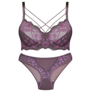 ست شورت و سوتین زنانه کارنا رز مدل فنردار هارنس ضربدری کد 4872-2035 رنگ قهوه ای