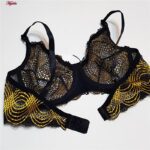 ست شورت و سوتین زنانه کارنا رز مدل فنردار گیپور هندسی کد 4874-2038-2 رنگ زرد