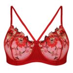 سوتین زنانه کارنا رز مدل فنردار گیپور گلدار هارنس کد 3377-8new رنگ قرمز