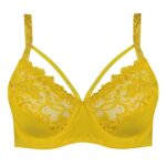 سوتین زنانه ماییلدا مدل فنردار گیپور گلدار هارنس کد 4889 رنگ زرد