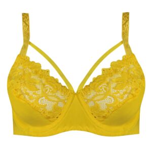 سوتین زنانه ماییلدا مدل فنردار گیپور گلدار هارنس کد 4889 رنگ زرد