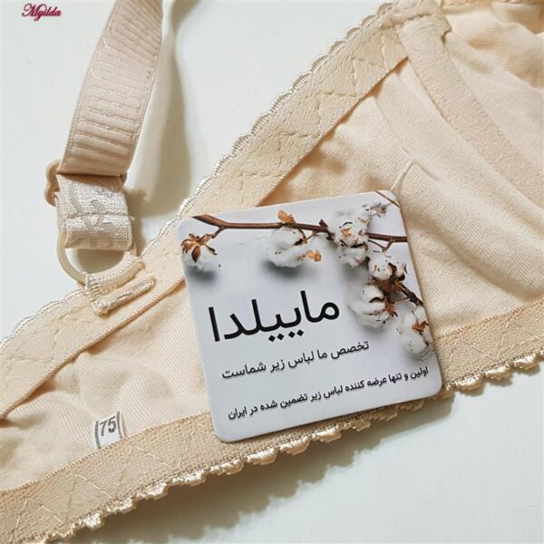 سوتین زنانه ماییلدا مدل فنردار گیپور گلدار هارنس کد 4889 رنگ کرم