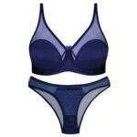 ست شورت و سوتین زنانه کارنا رز مدل پرسی بالا شیشه ای فنردار کد 4879-2520 رنگ سرمه ای