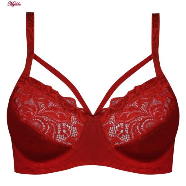 سوتین زنانه ماییلدا مدل فنردار گیپور گلدار هارنس کد 4889 رنگ قرمز