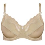 سوتین زنانه لین مدل فنردار گیپور گلدار کد 4680-606 رنگ کرم