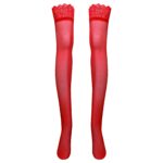 جوراب ساق بلند زنانه ماییلدا مدل لبه گیپوری نازک کد 4927-4445 رنگ قرمز