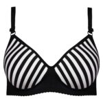 سوتین زنانه ماییلدا مدل بدون فنر کاپ اسفنجی راه‌راه کد 4857 رنگ مشکی