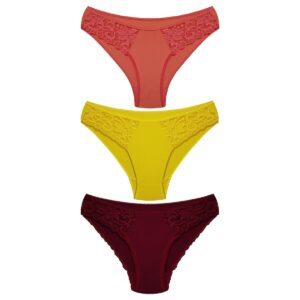 شورت زنانه ماییلدا مدل اسلیپ گیپور گلدار کد 4883-2 بسته 3 عددی